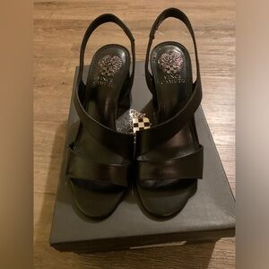 Vince Camuto Black Women's Shoes Cow Derby Slingback size 5 1/2